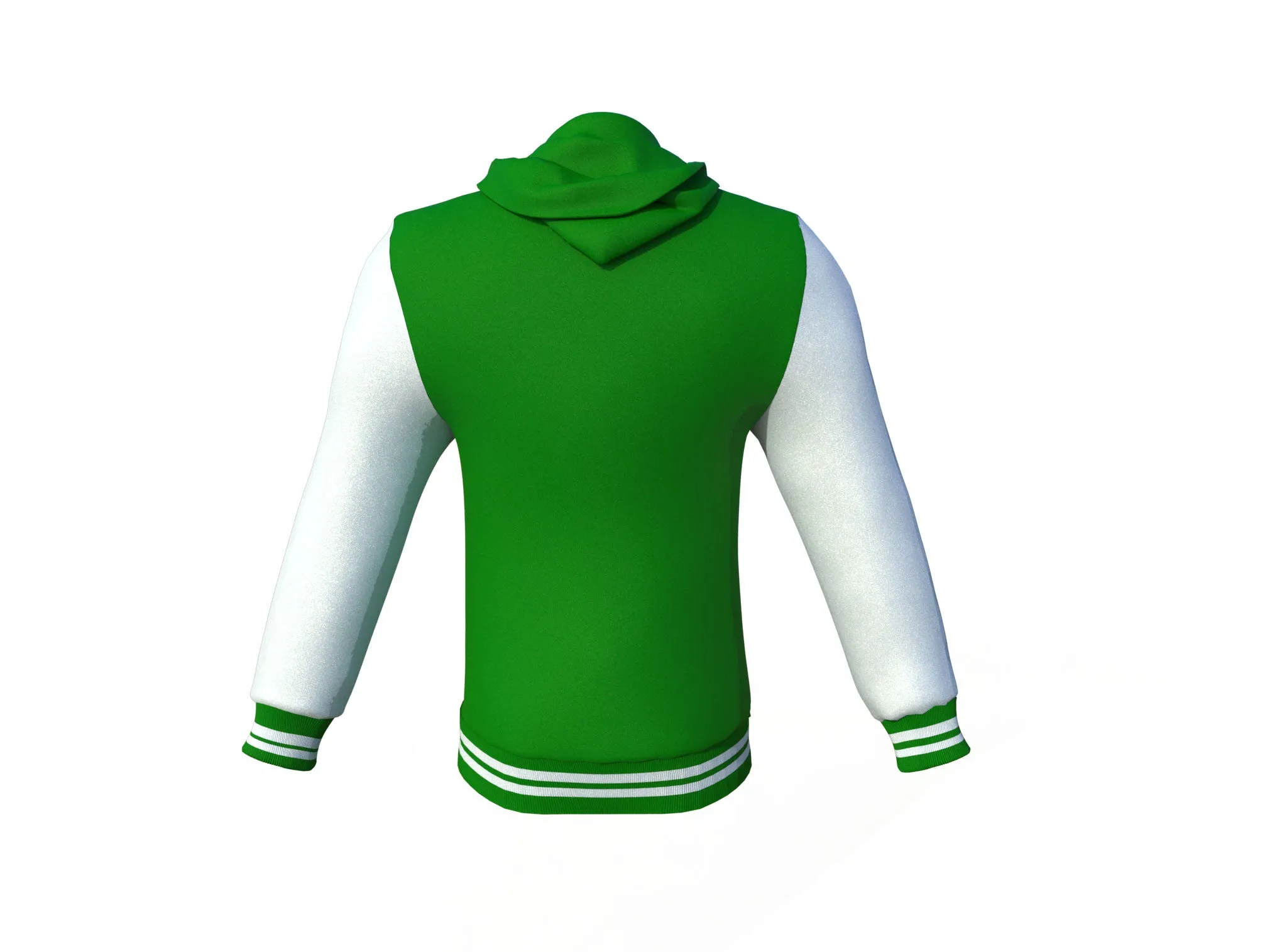 Dark Green Varsity Letterman Jacket with White Sleeves