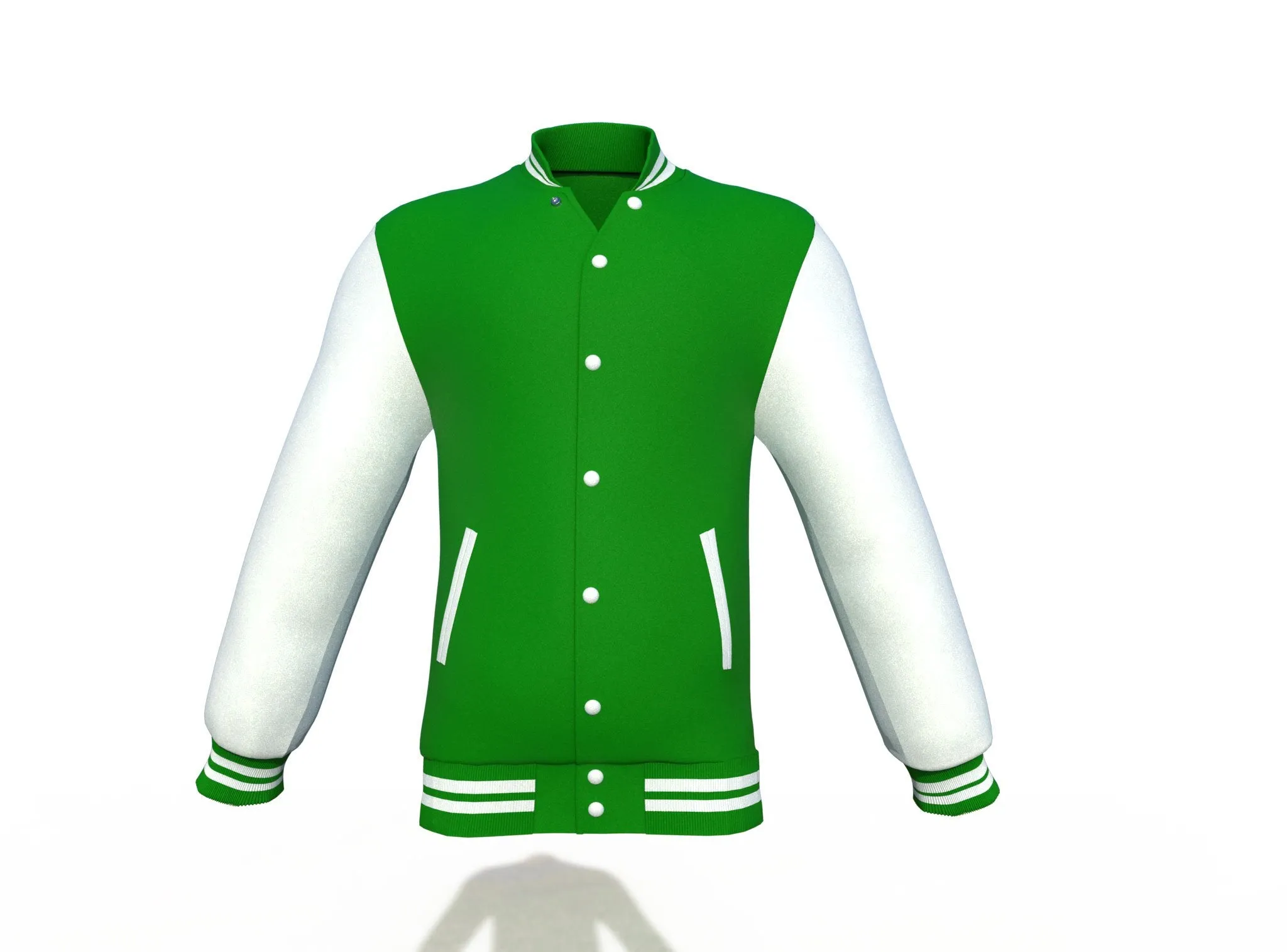 Dark Green Varsity Letterman Jacket with White Sleeves