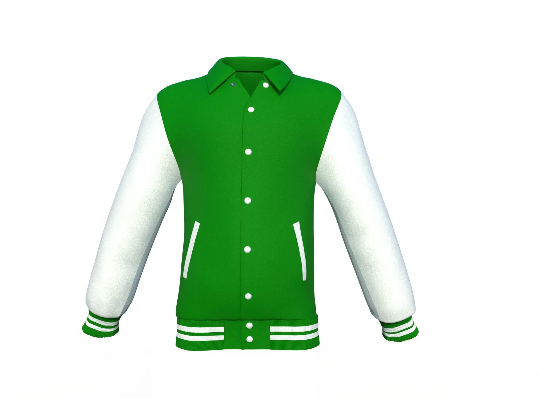 Dark Green Varsity Letterman Jacket with White Sleeves