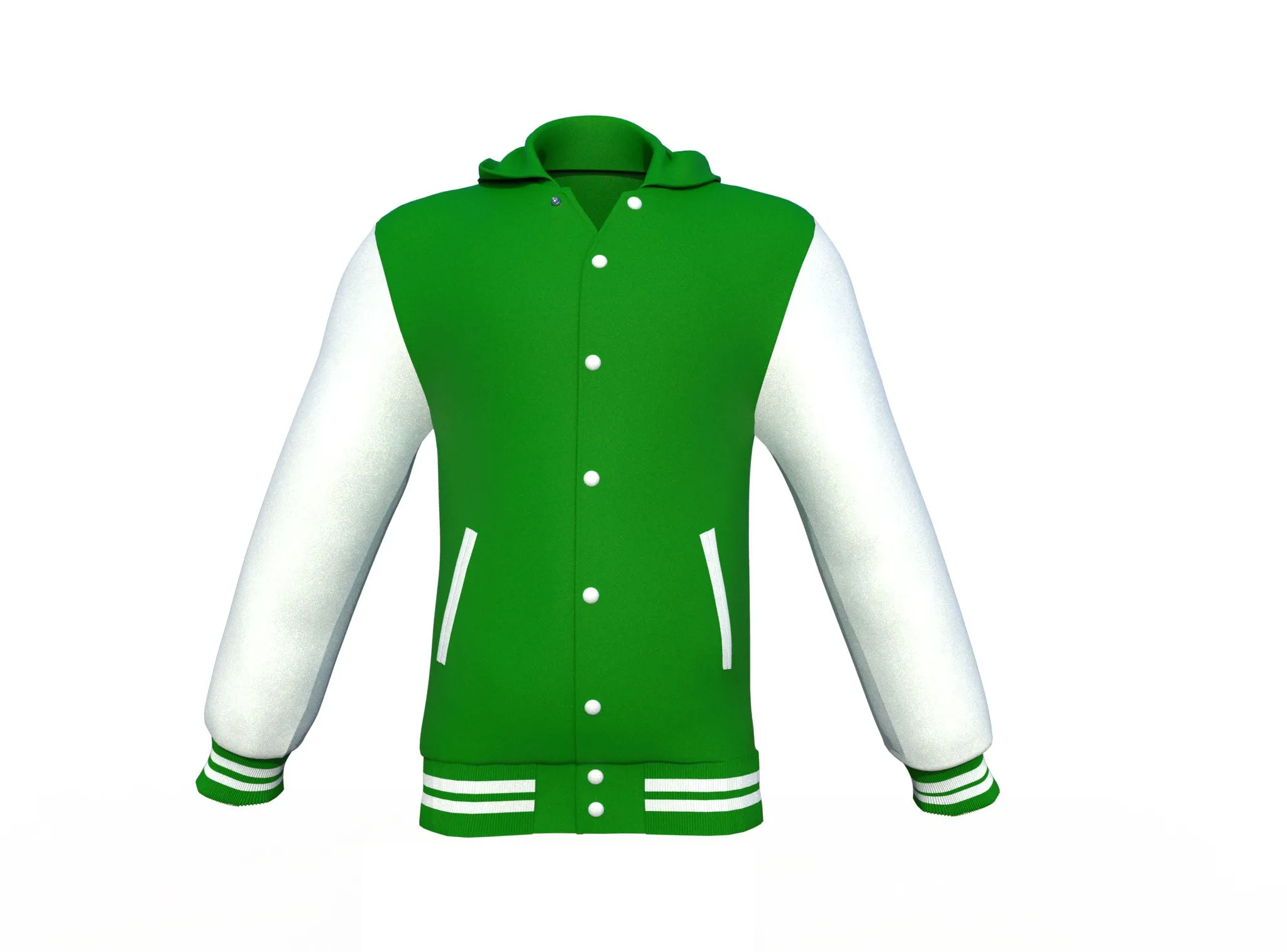 Dark Green Varsity Letterman Jacket with White Sleeves