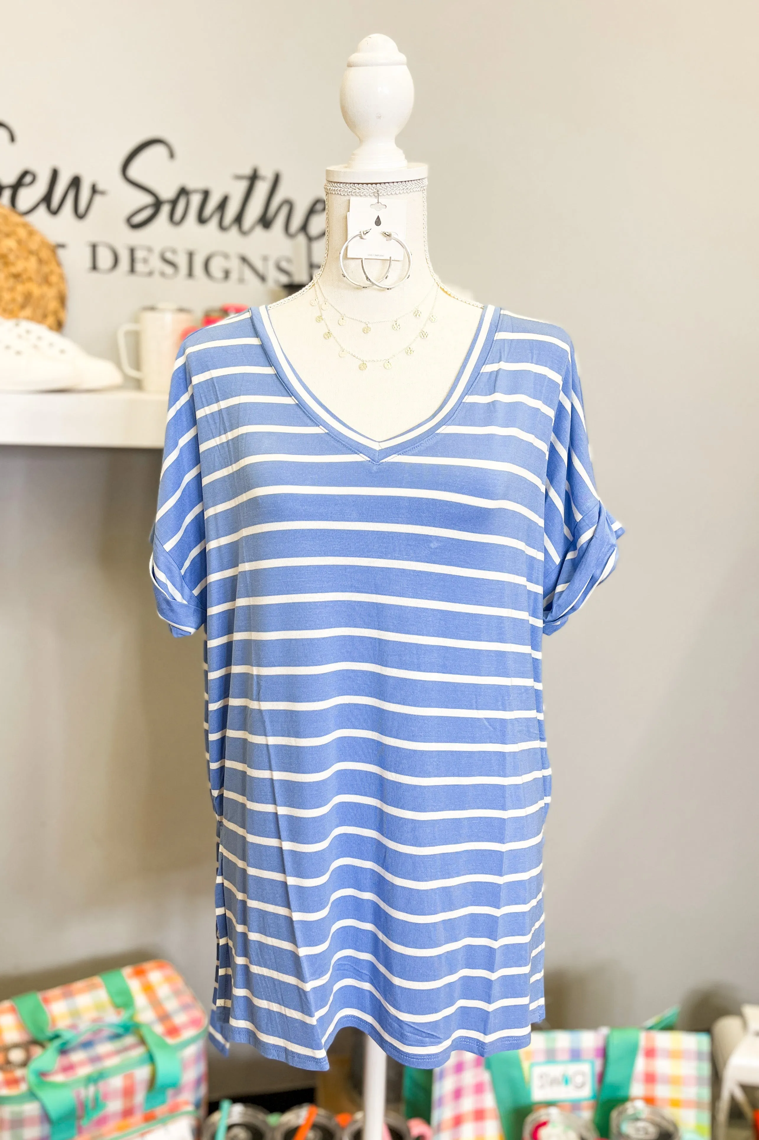 DEAL | Shannon Striped Top, Spring Blue