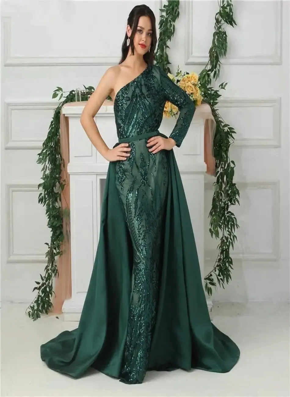 Delara Green Sequined Gown