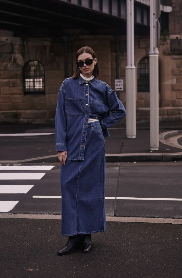 Denim Maxi skirt Vintage Blue