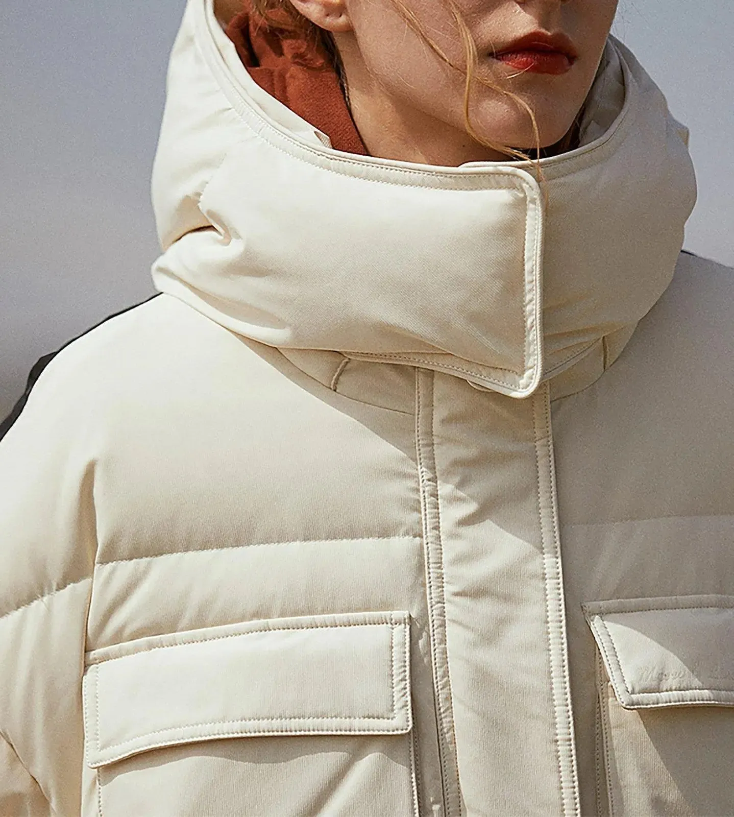 Detachable Hood Zip Down Puffer Jacket