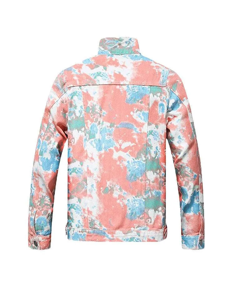 Distressed Floral Tie Dye Denim Jackets