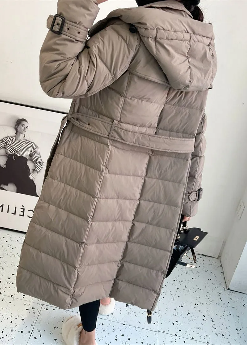 Double Breasted Hooded Down Puffer Coat