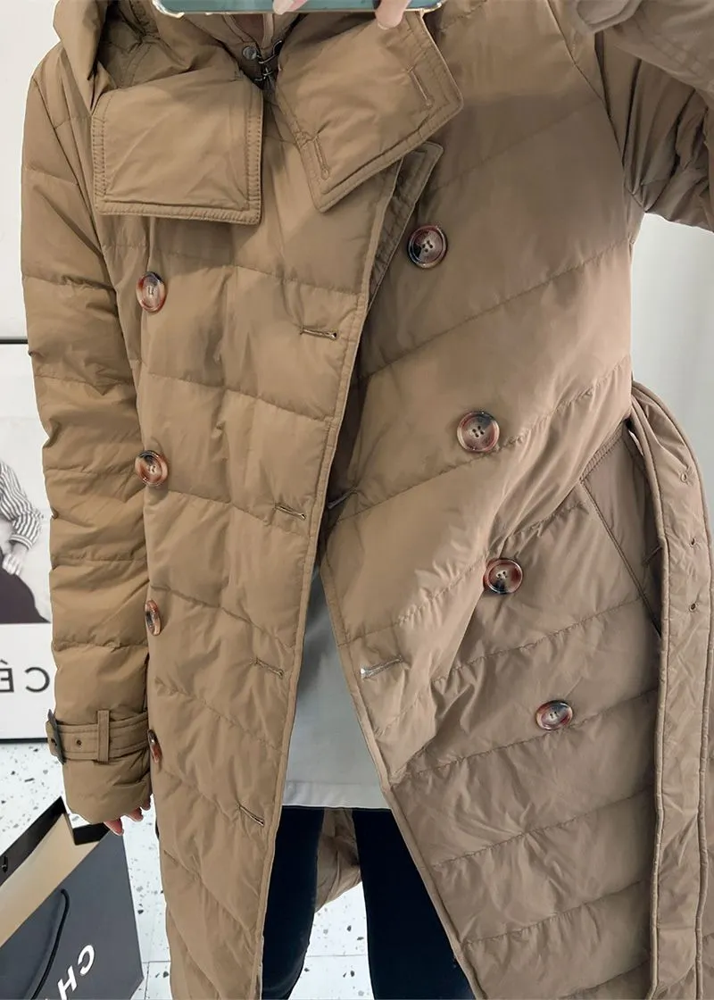 Double Breasted Hooded Down Puffer Coat