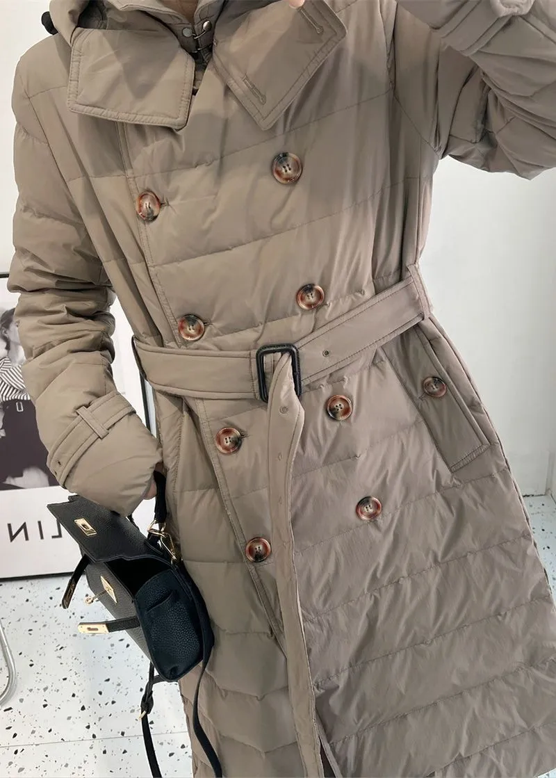 Double Breasted Hooded Down Puffer Coat