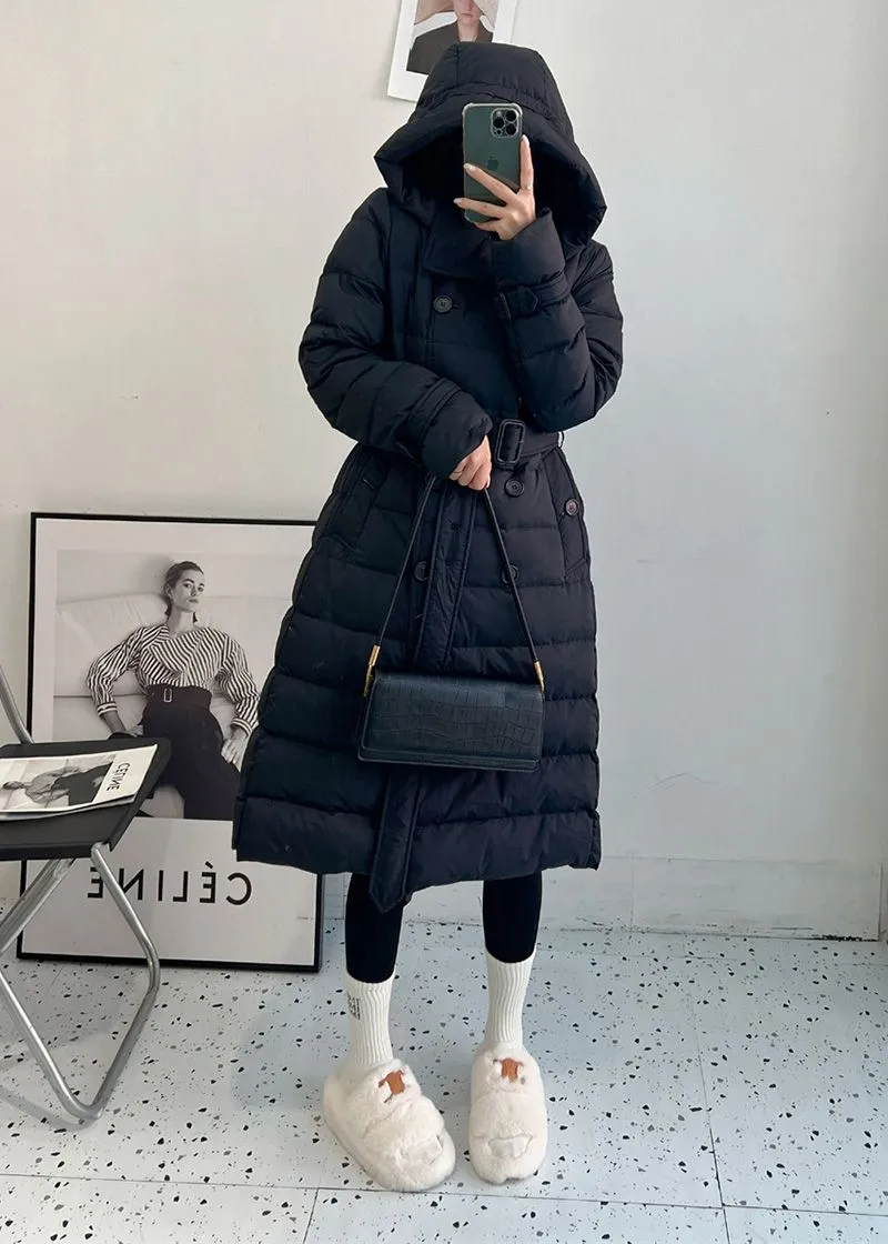 Double Breasted Hooded Down Puffer Coat