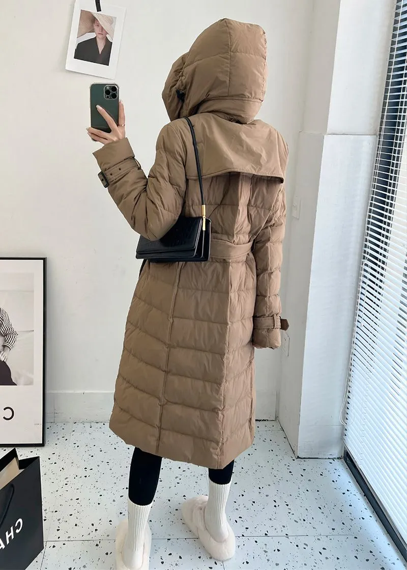 Double Breasted Hooded Down Puffer Coat