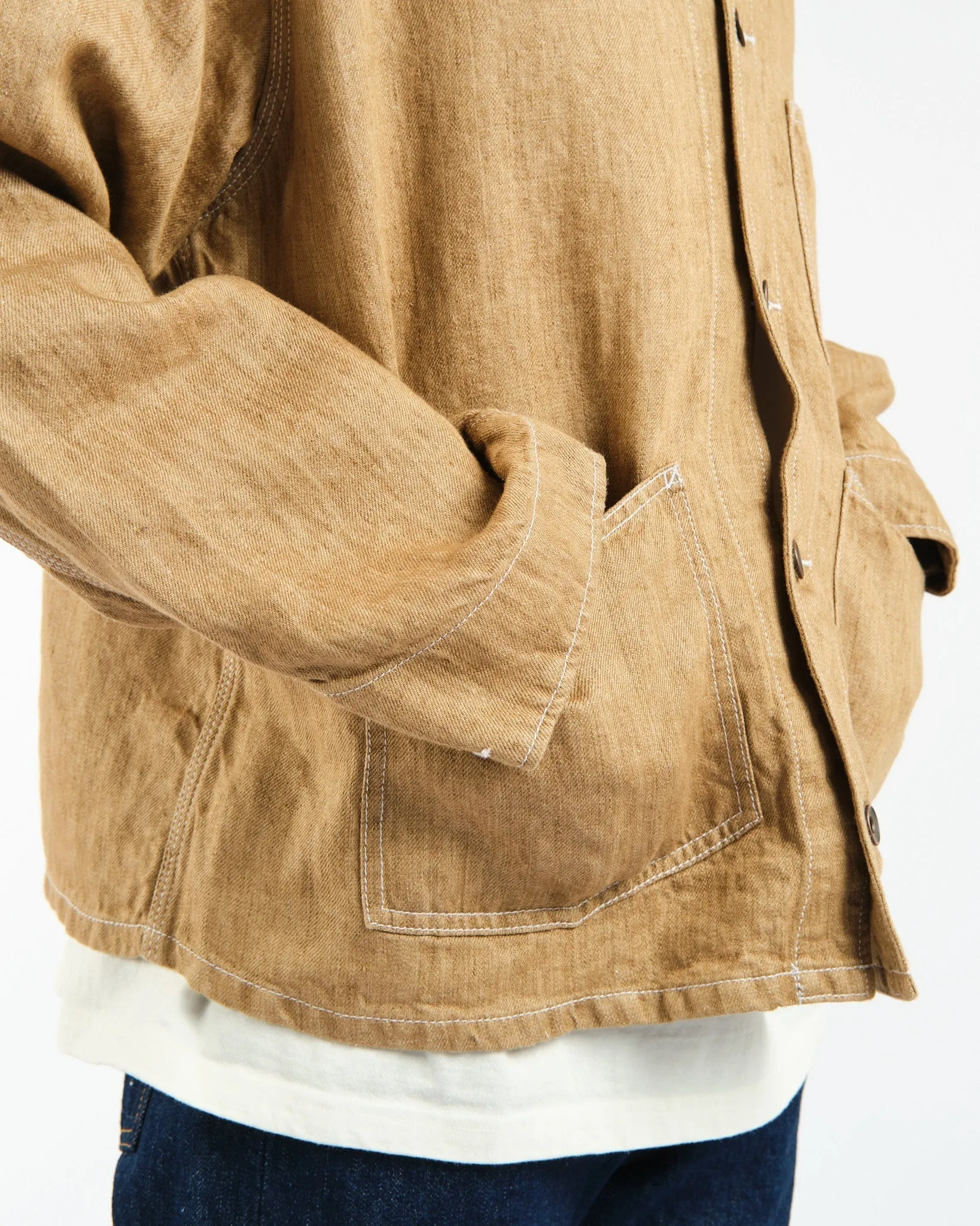 Engineer Jacket Twill Linen Brown