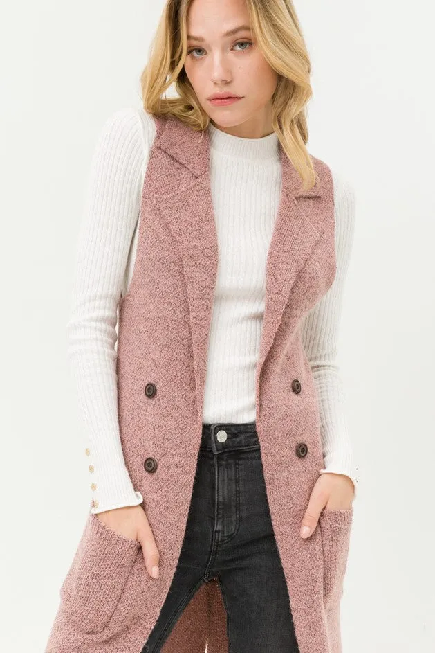 Fall in Love Sleeveless Cardigan in Mauve