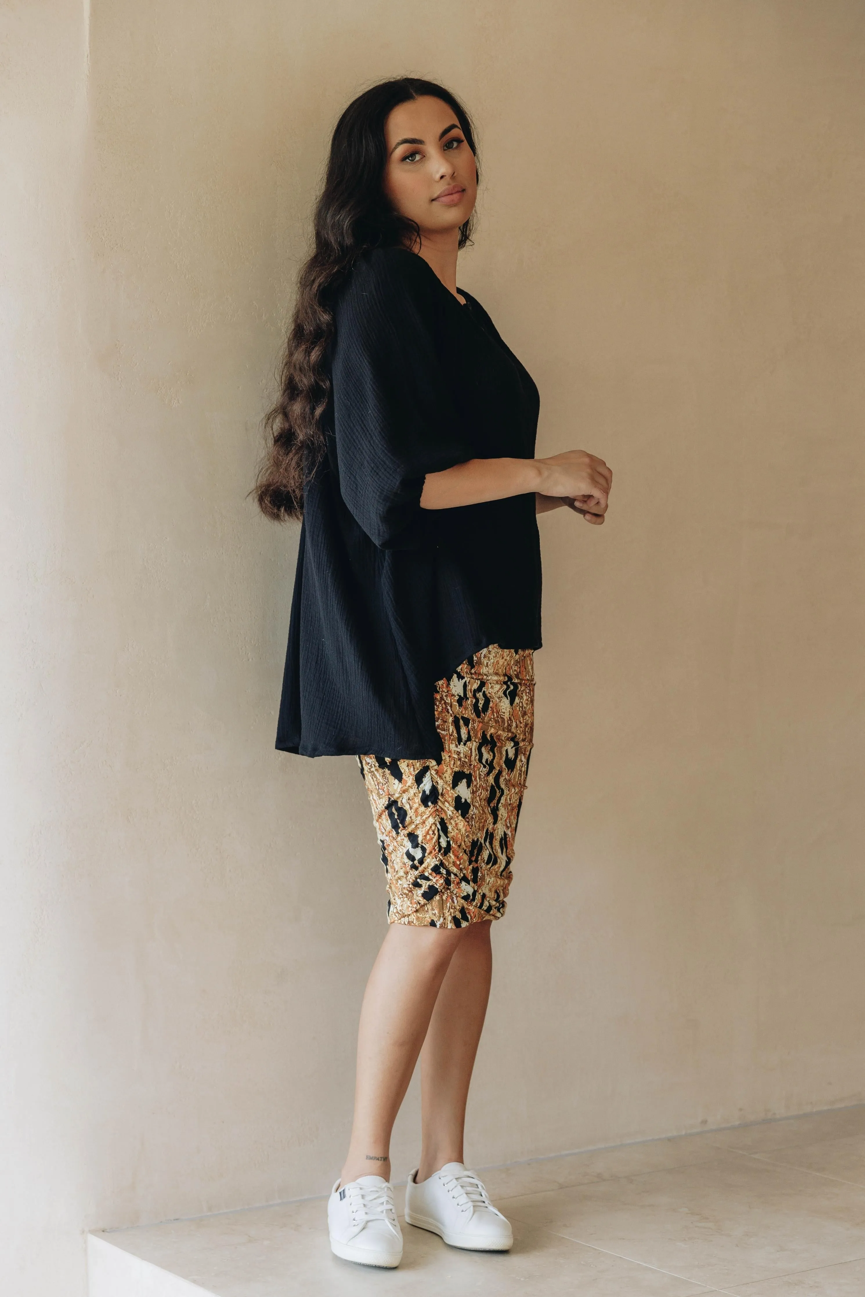 FINAL SALE Ruche Skirt in Enchanted Leopard