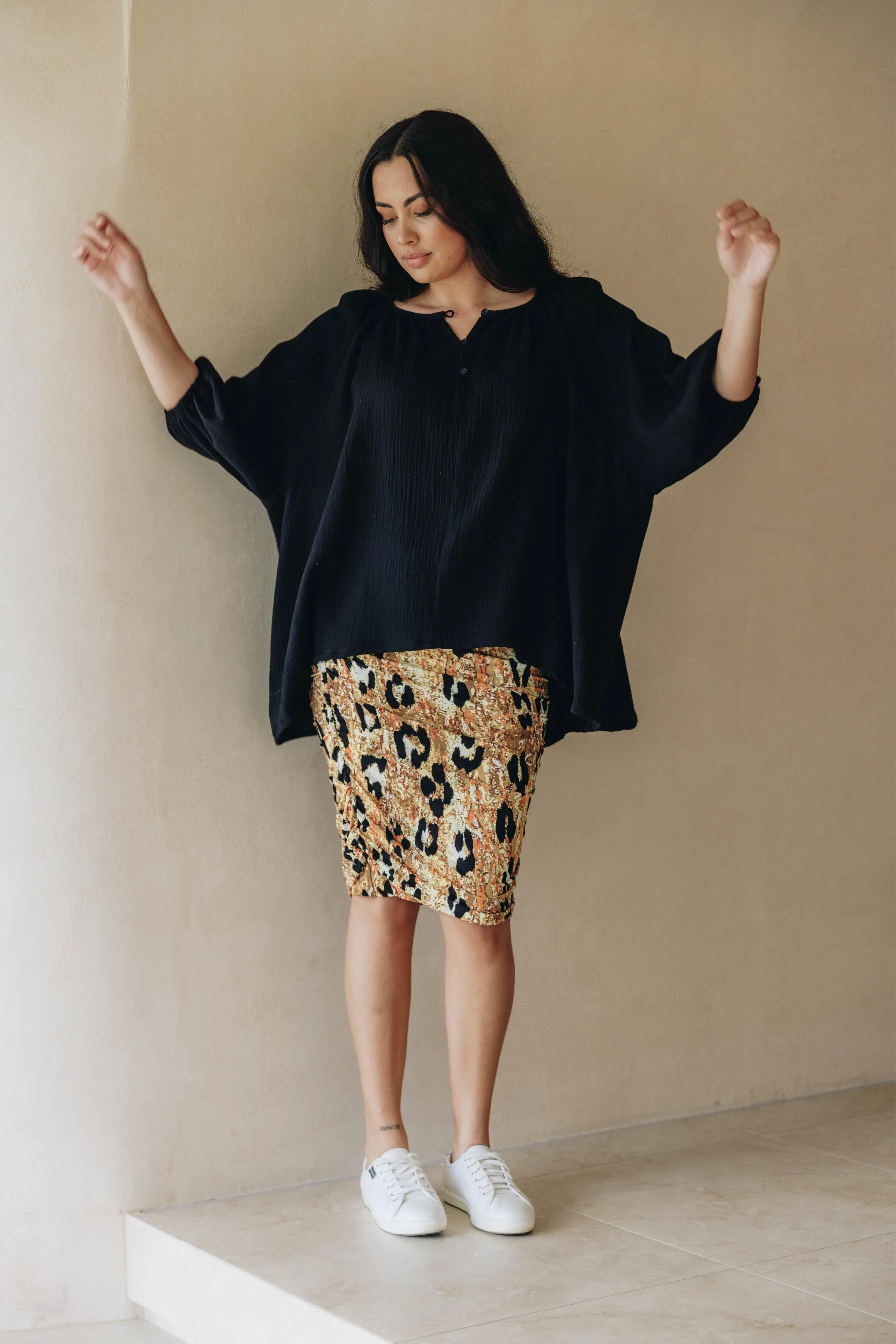 FINAL SALE Ruche Skirt in Enchanted Leopard