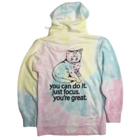 Focus Cat Tie-Dye Hoodie - Summer Swirl