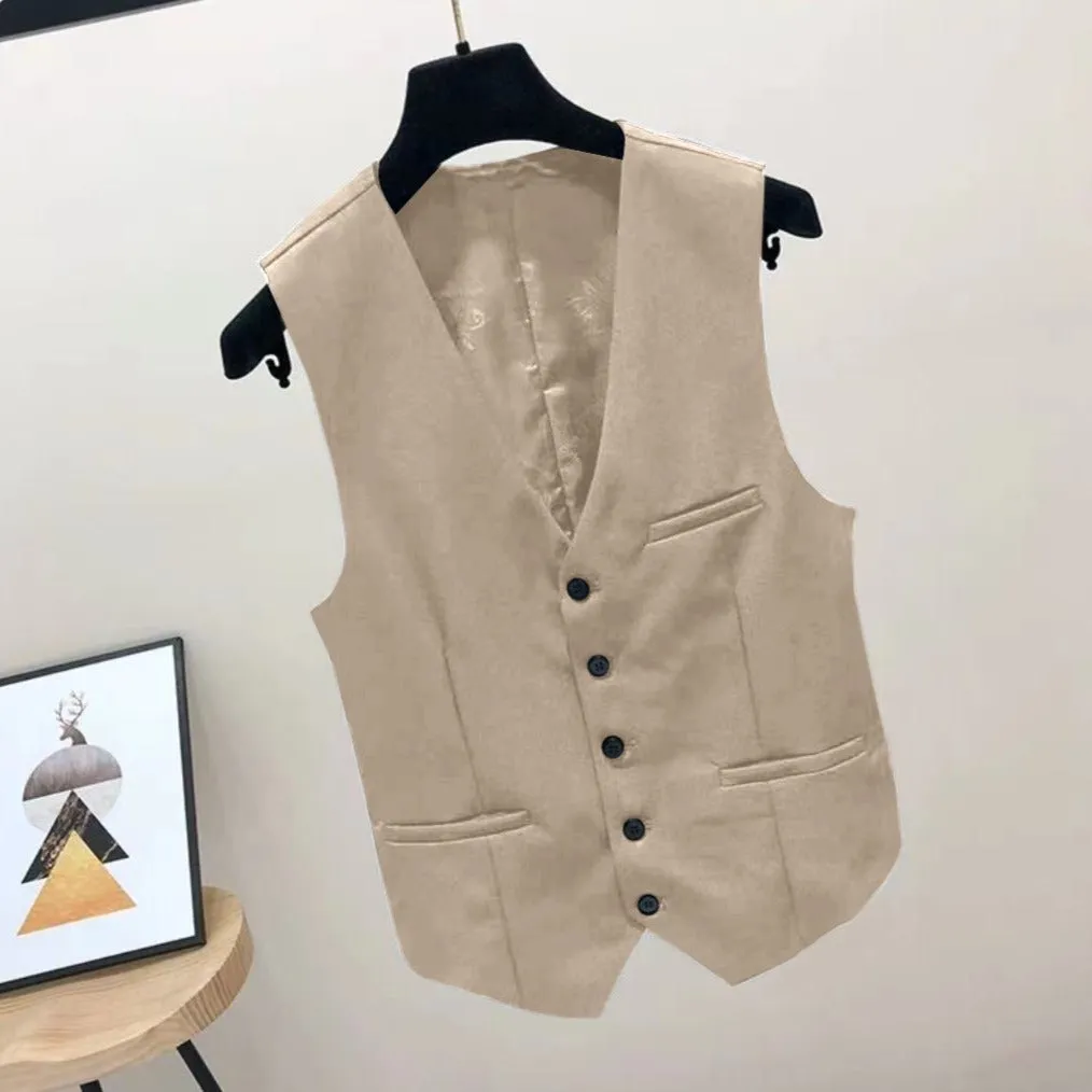 Formal Vests For Men Slim Fit (Khaki) 4032