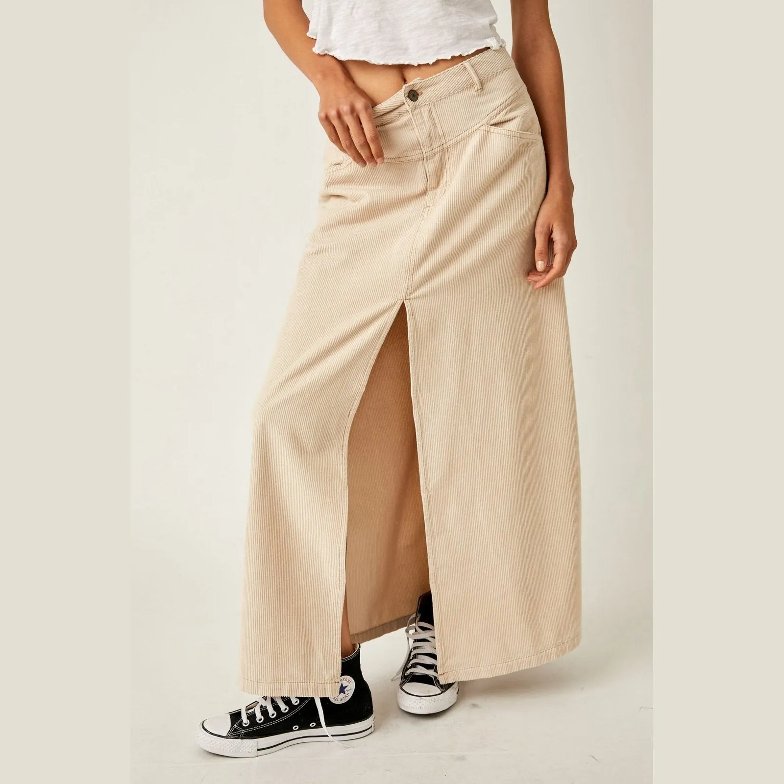 Free People Come As You Are Cord Maxi Skirt