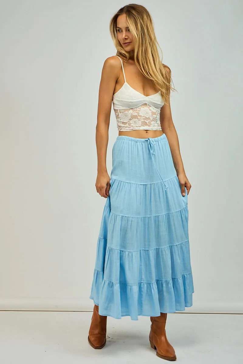 Boho Chic Front Tie Ruffle Maxi Skirt