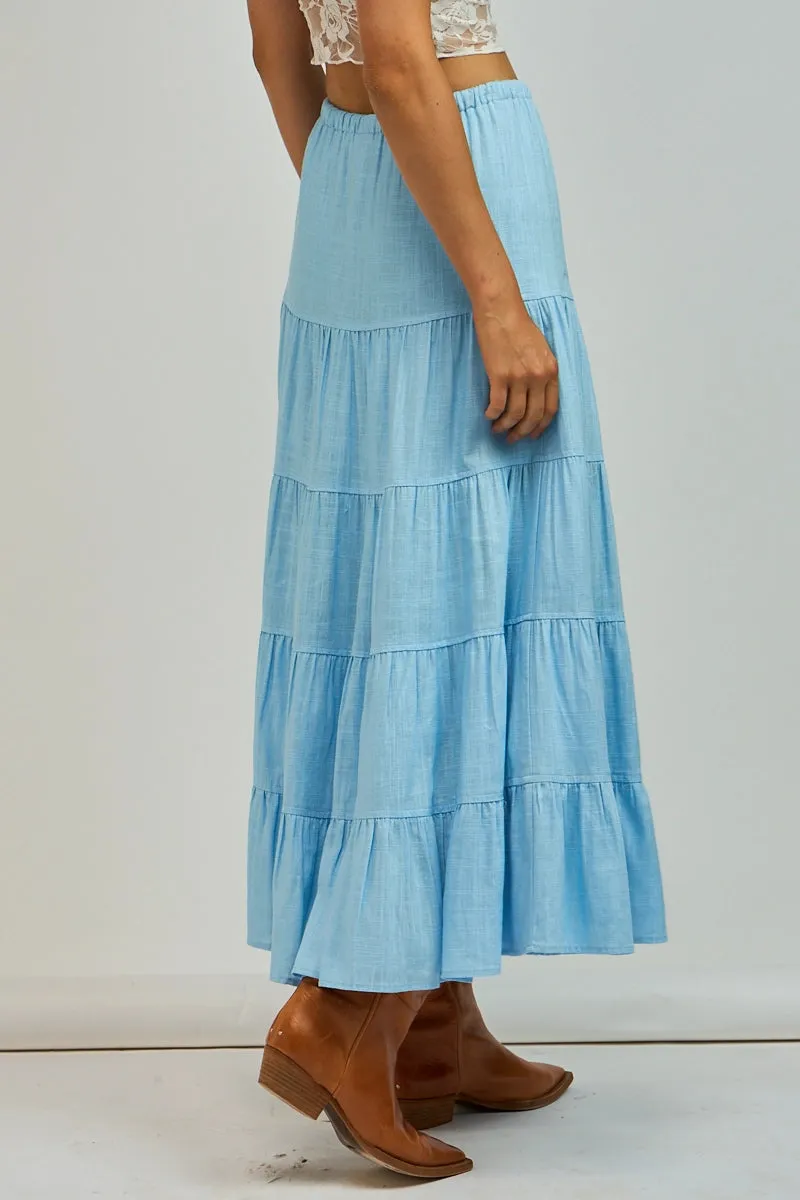 Boho Chic Front Tie Ruffle Maxi Skirt