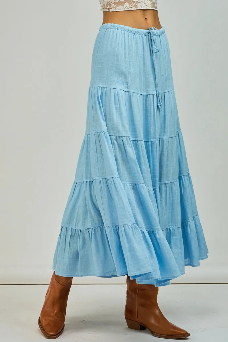 Boho Chic Front Tie Ruffle Maxi Skirt