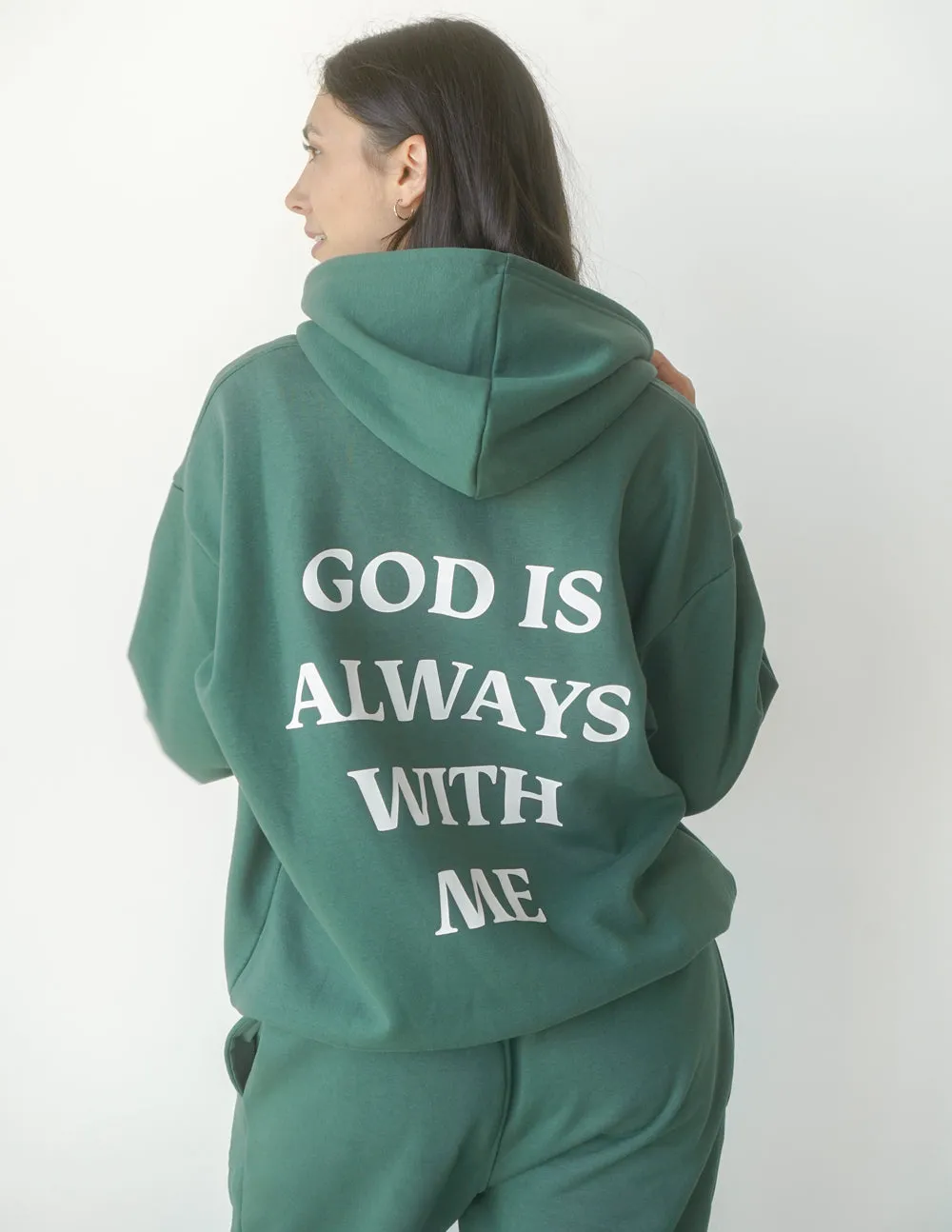 God Is Always With Me Green Unisex Hoodie