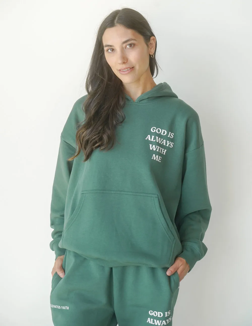 God Is Always With Me Green Unisex Hoodie