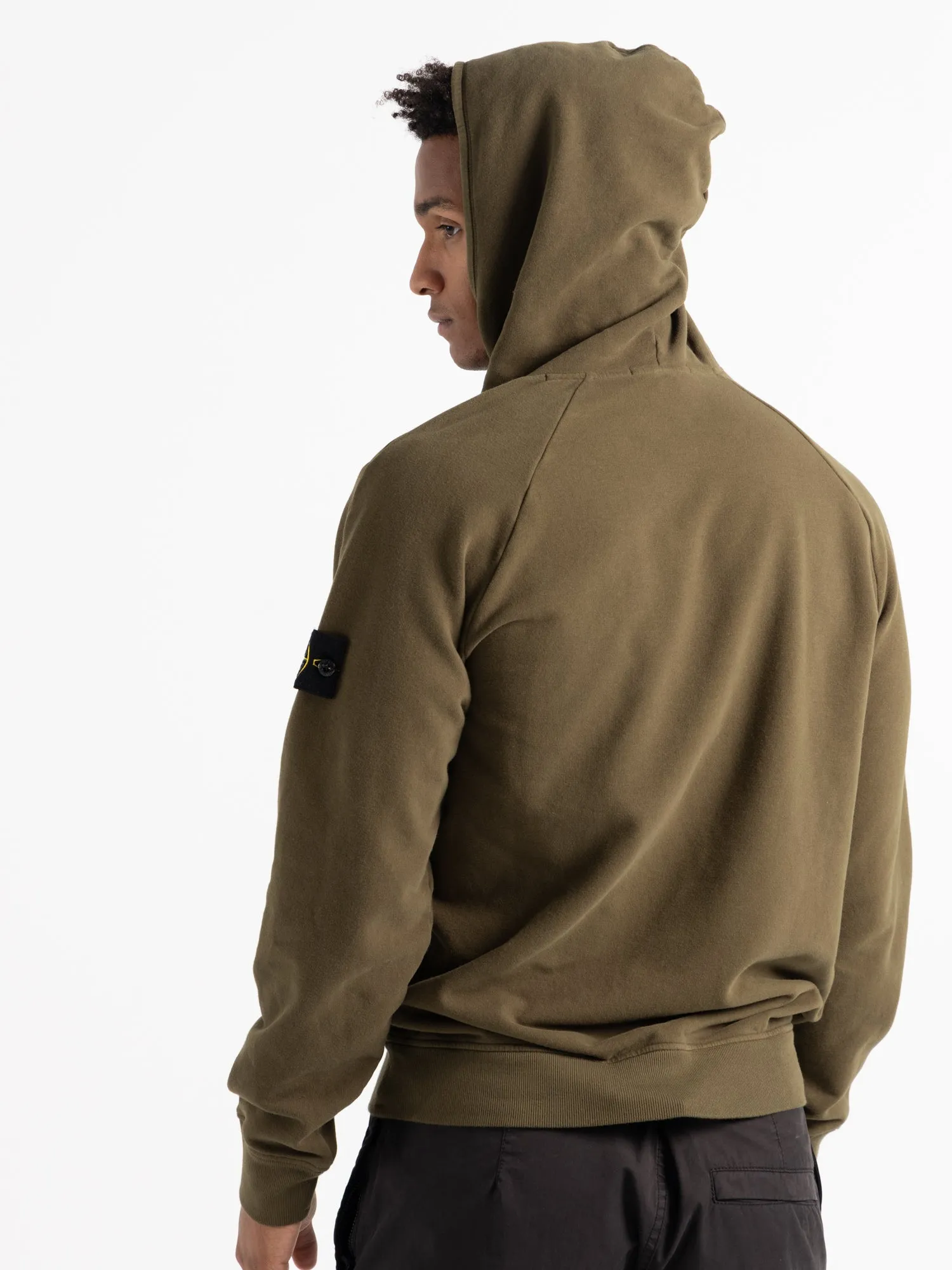 Green Stretch Cotton Fleece Hoodie