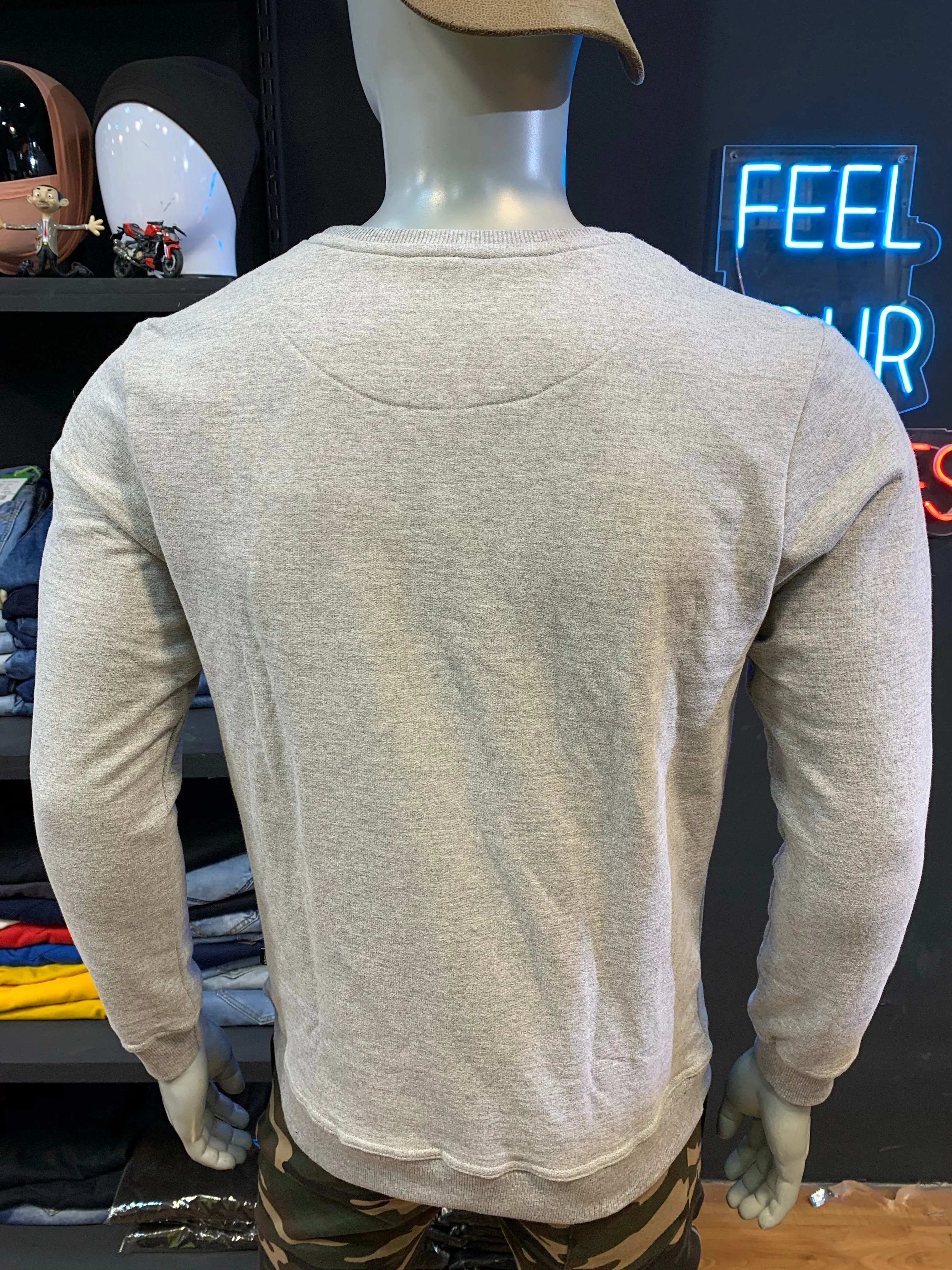 Grey Melange Round Neck Sweatshirt