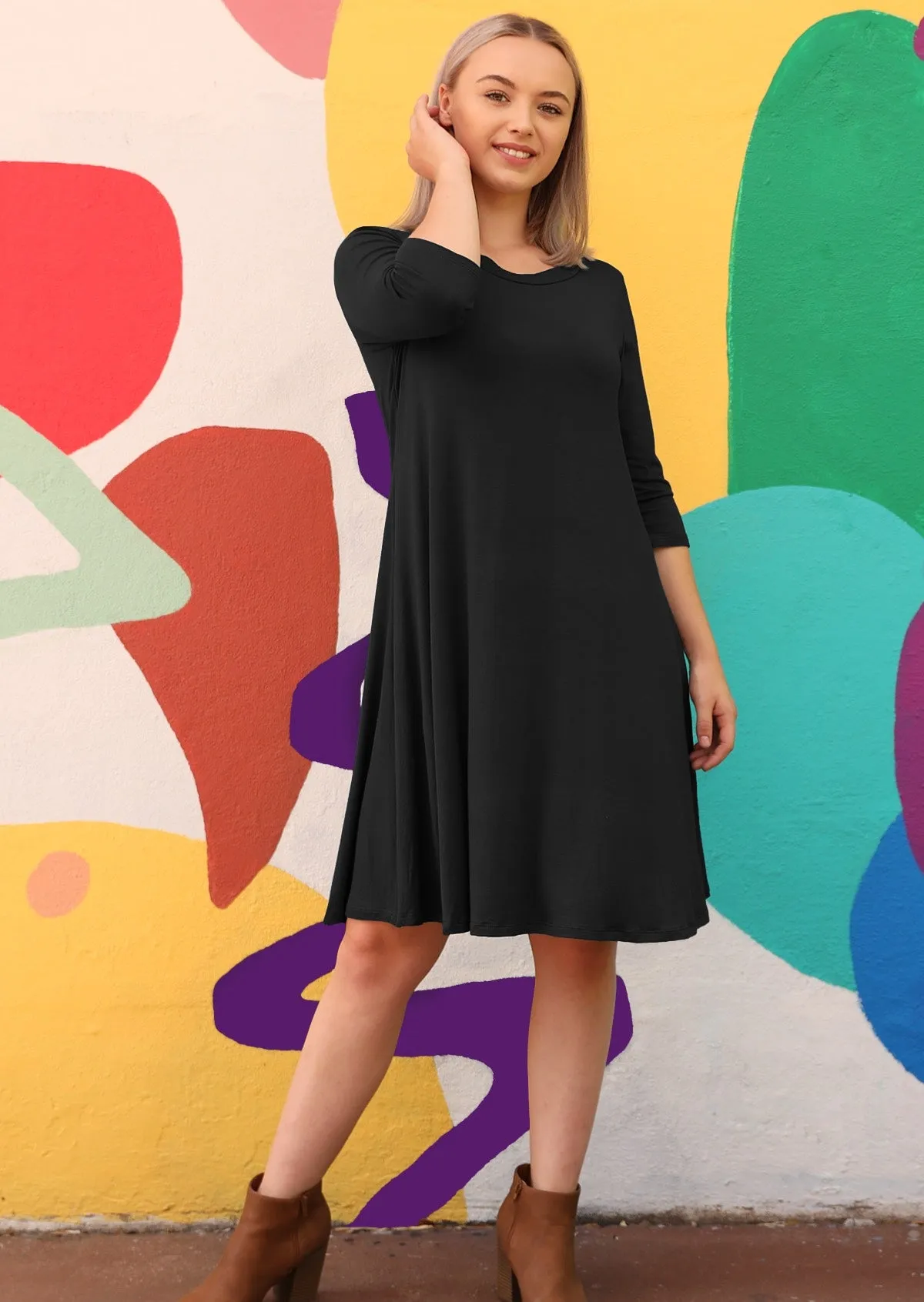 Half Sleeve Jersey Dress Black