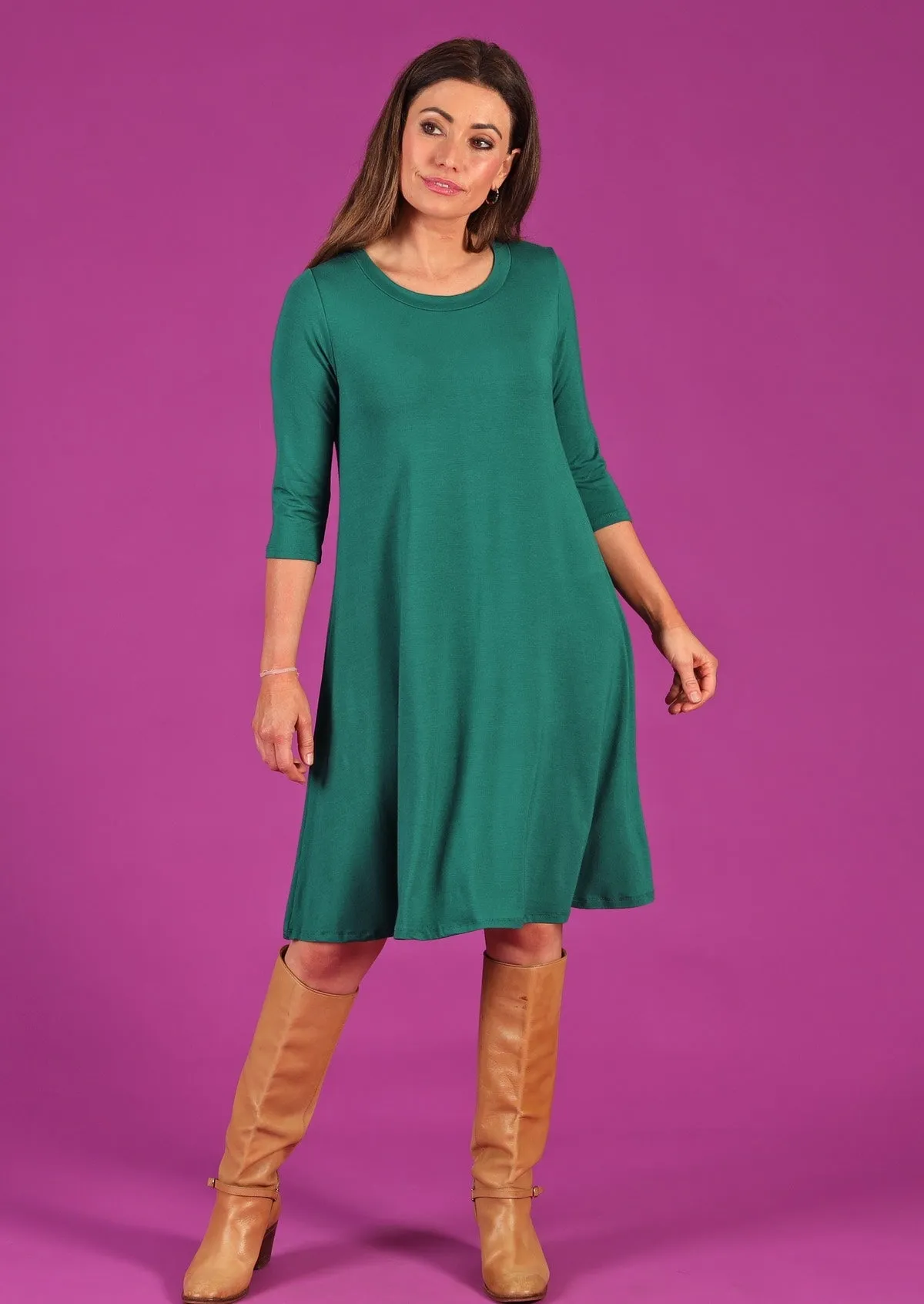 Half Sleeve Jersey Dress Jade Green