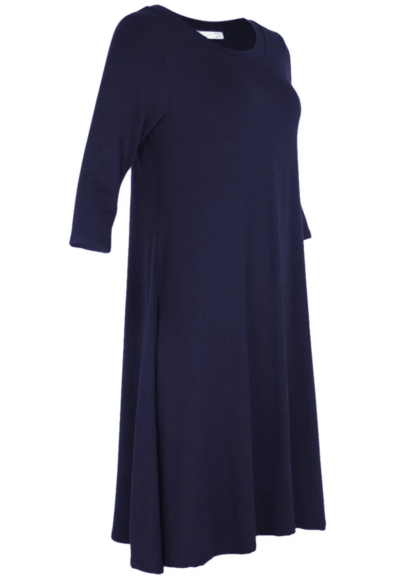 Half Sleeve Jersey Dress Navy Blue