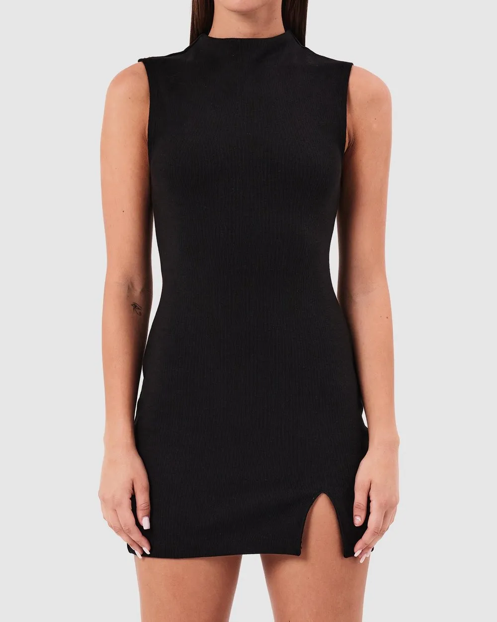 Heather Mock Neck Dress in Black