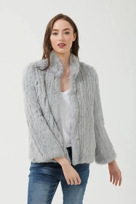 High neck fur jacket by 365 Days - Light Grey