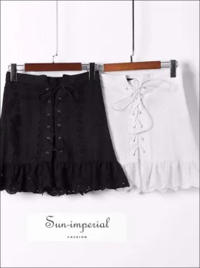 High Waist Laced Ruffled Lace Skirt Lace Skirt Women