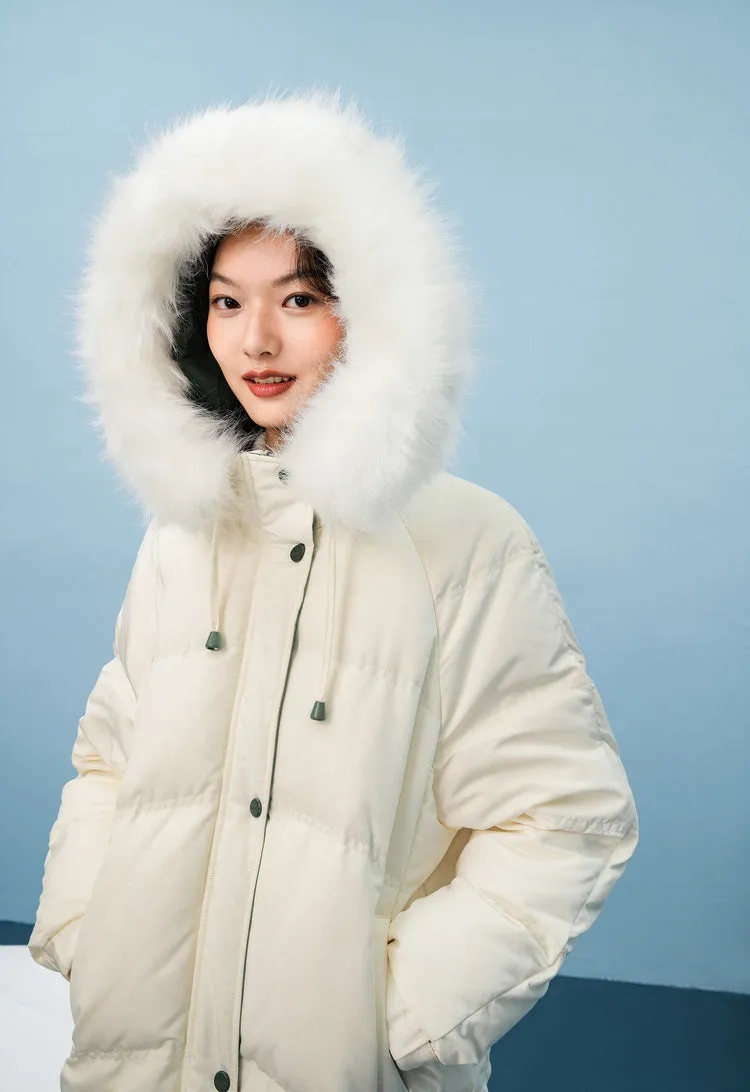 Hooded Faux Fur Hooded Down Puffer Coat