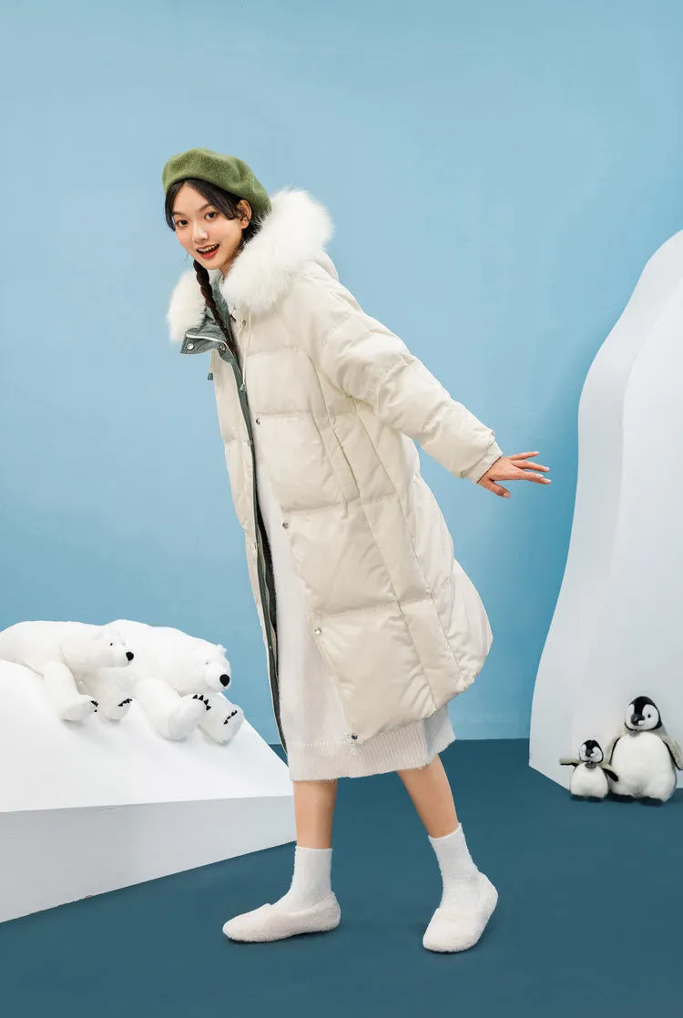 Hooded Faux Fur Hooded Down Puffer Coat