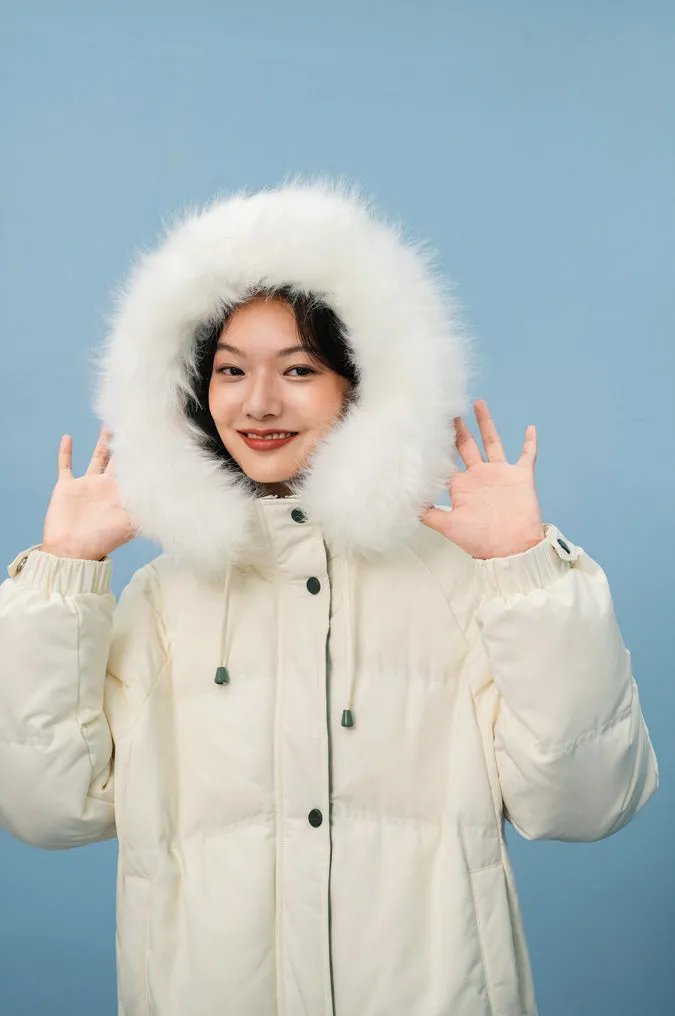 Hooded Faux Fur Hooded Down Puffer Coat