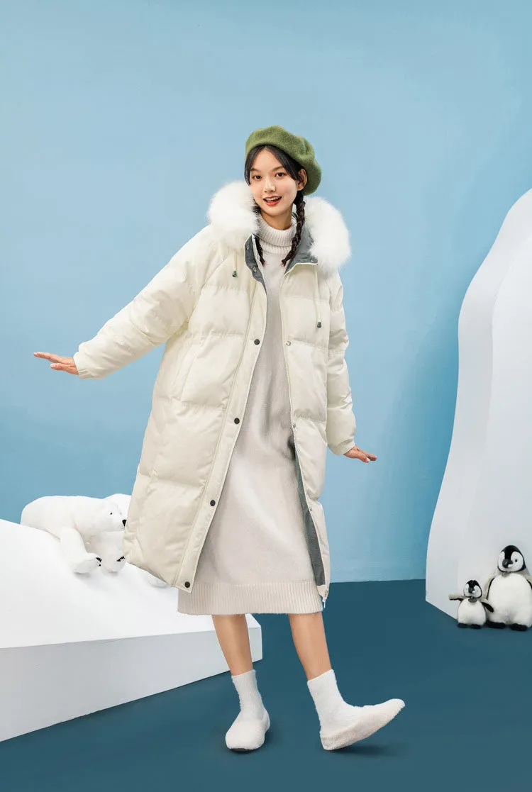 Hooded Faux Fur Hooded Down Puffer Coat