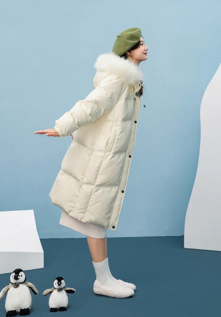 Hooded Faux Fur Hooded Down Puffer Coat