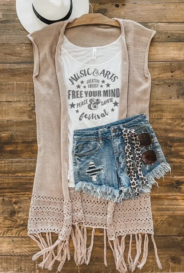 Indie Vintage Boho Fringe Vest