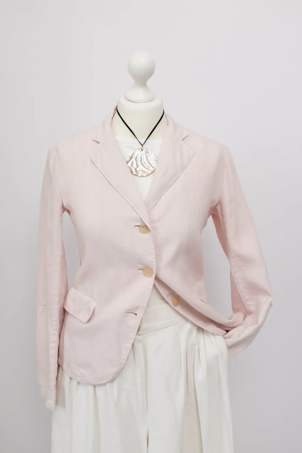 JIL SANDER PURE LINEN PASTEL ROSE BLAZER