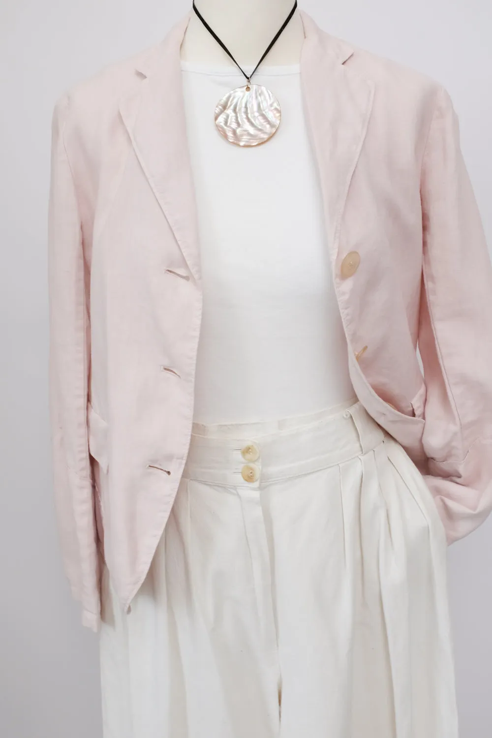 JIL SANDER PURE LINEN PASTEL ROSE BLAZER