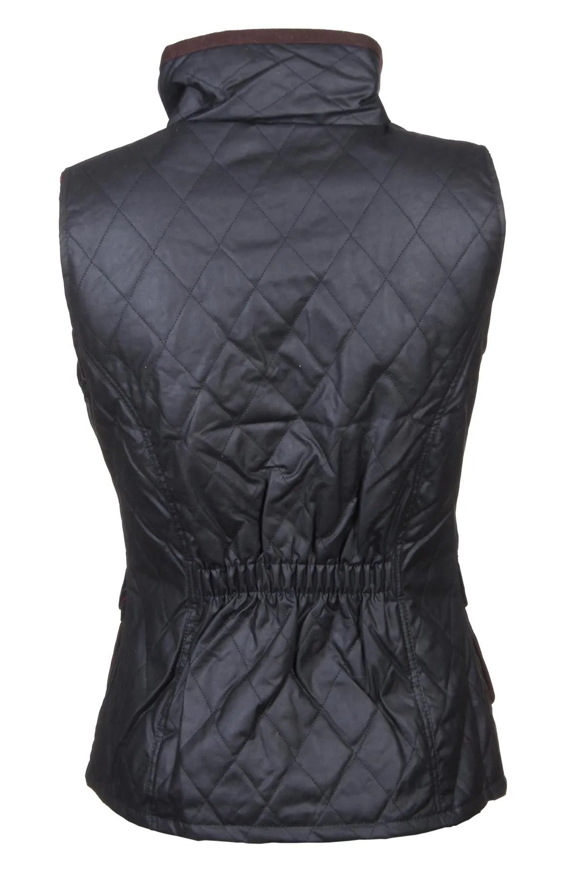 Ladies Diamond Quilted Wax Waistcoat with Elasticated Back