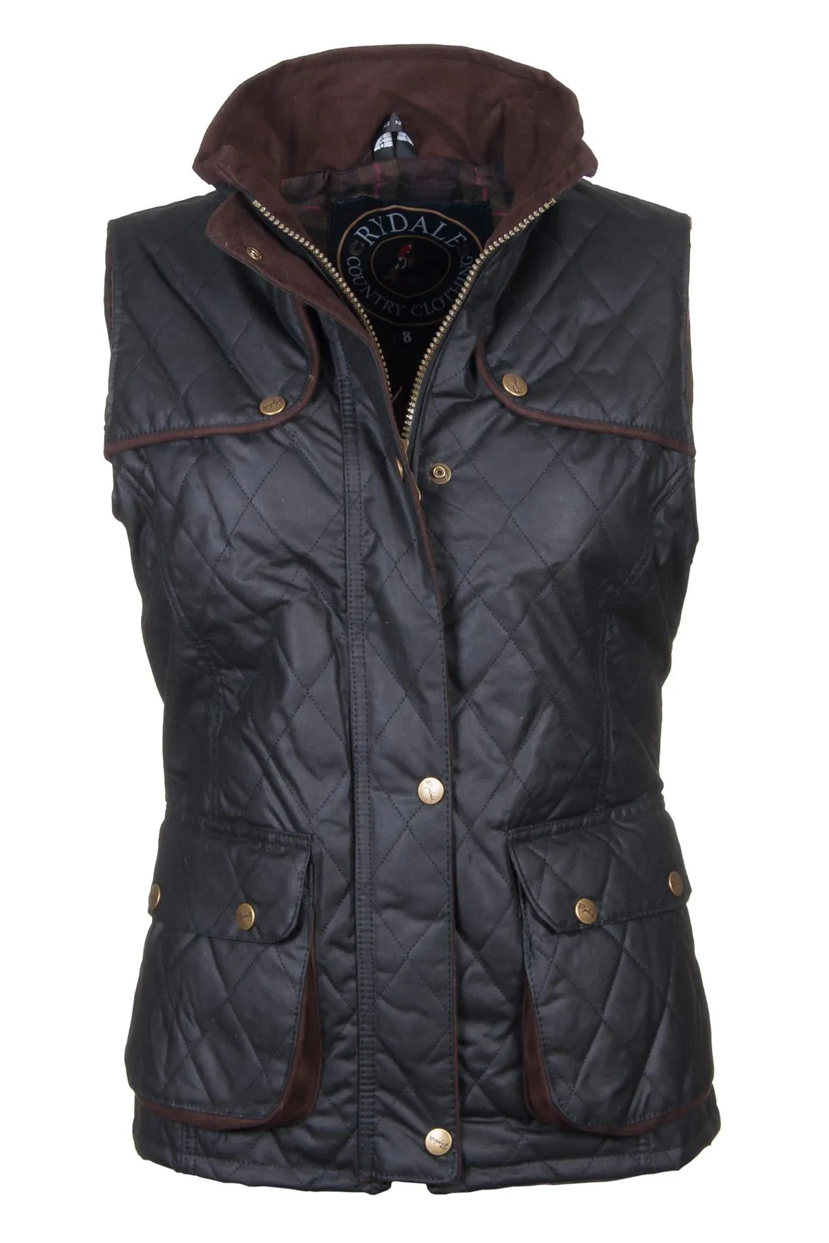 Ladies Diamond Quilted Wax Waistcoat with Elasticated Back