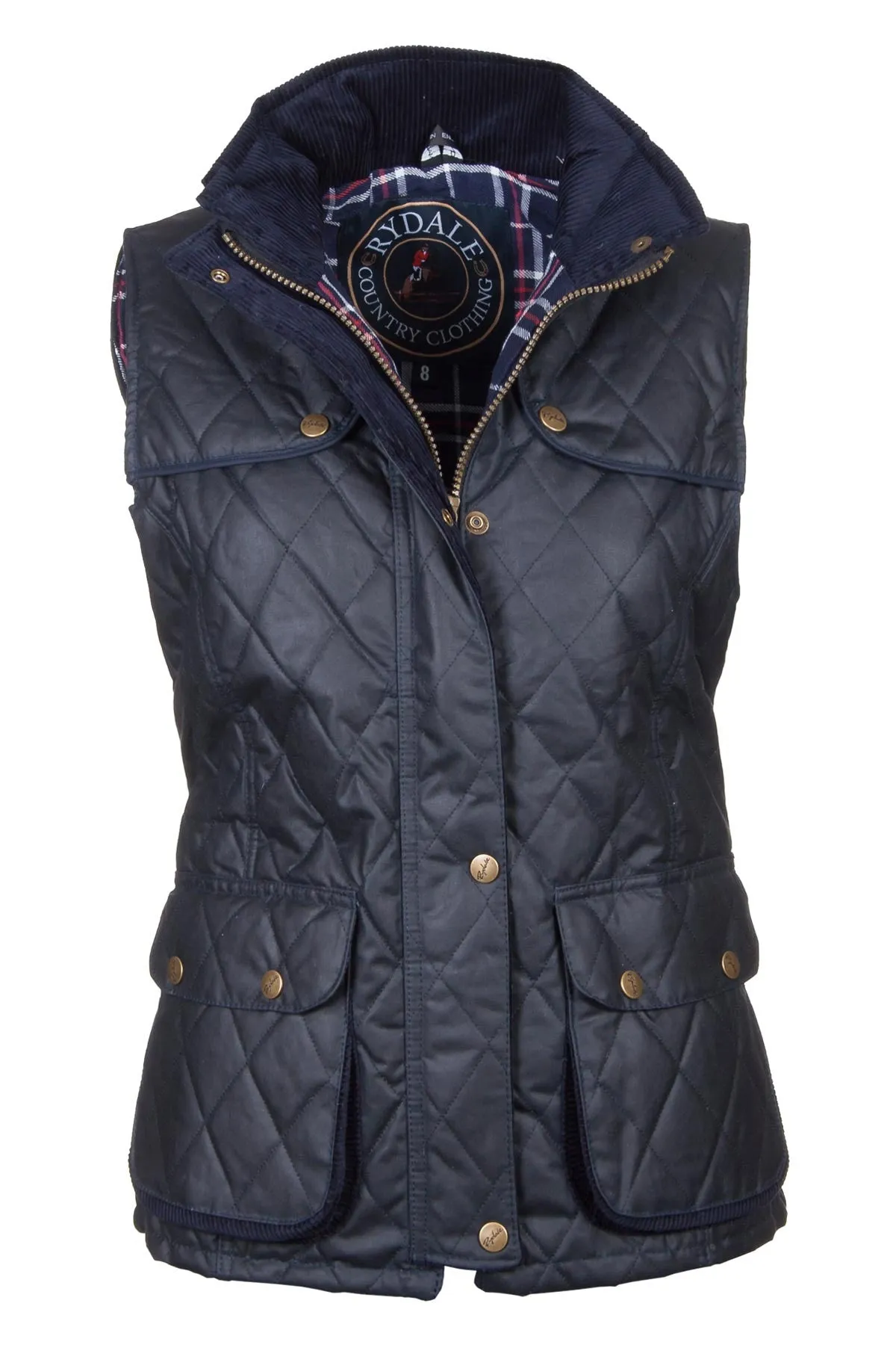 Ladies Diamond Quilted Wax Waistcoat with Elasticated Back