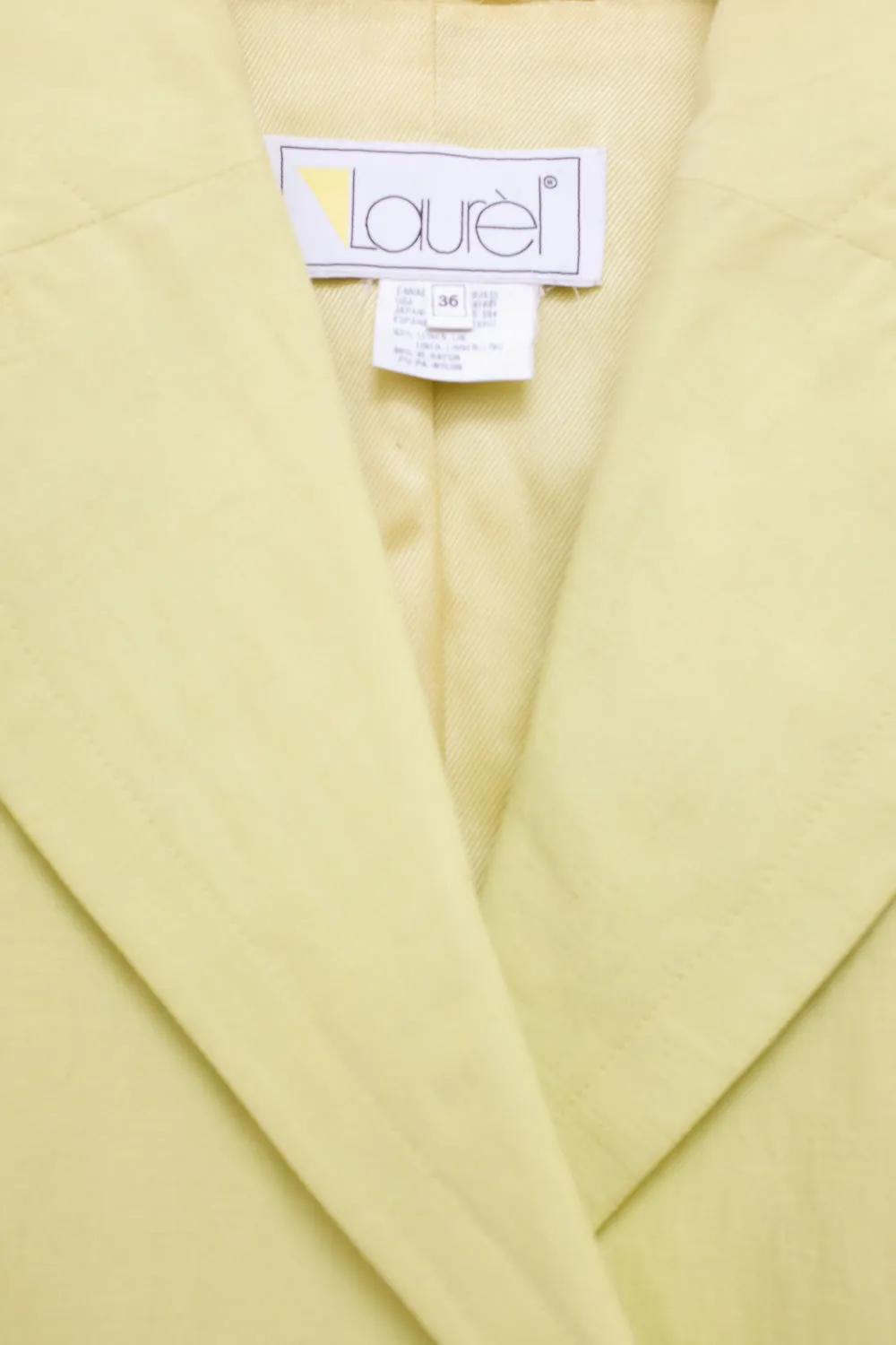 LAUREL VINTAGE 1980 YELLOW CROP LINEN BLAZER