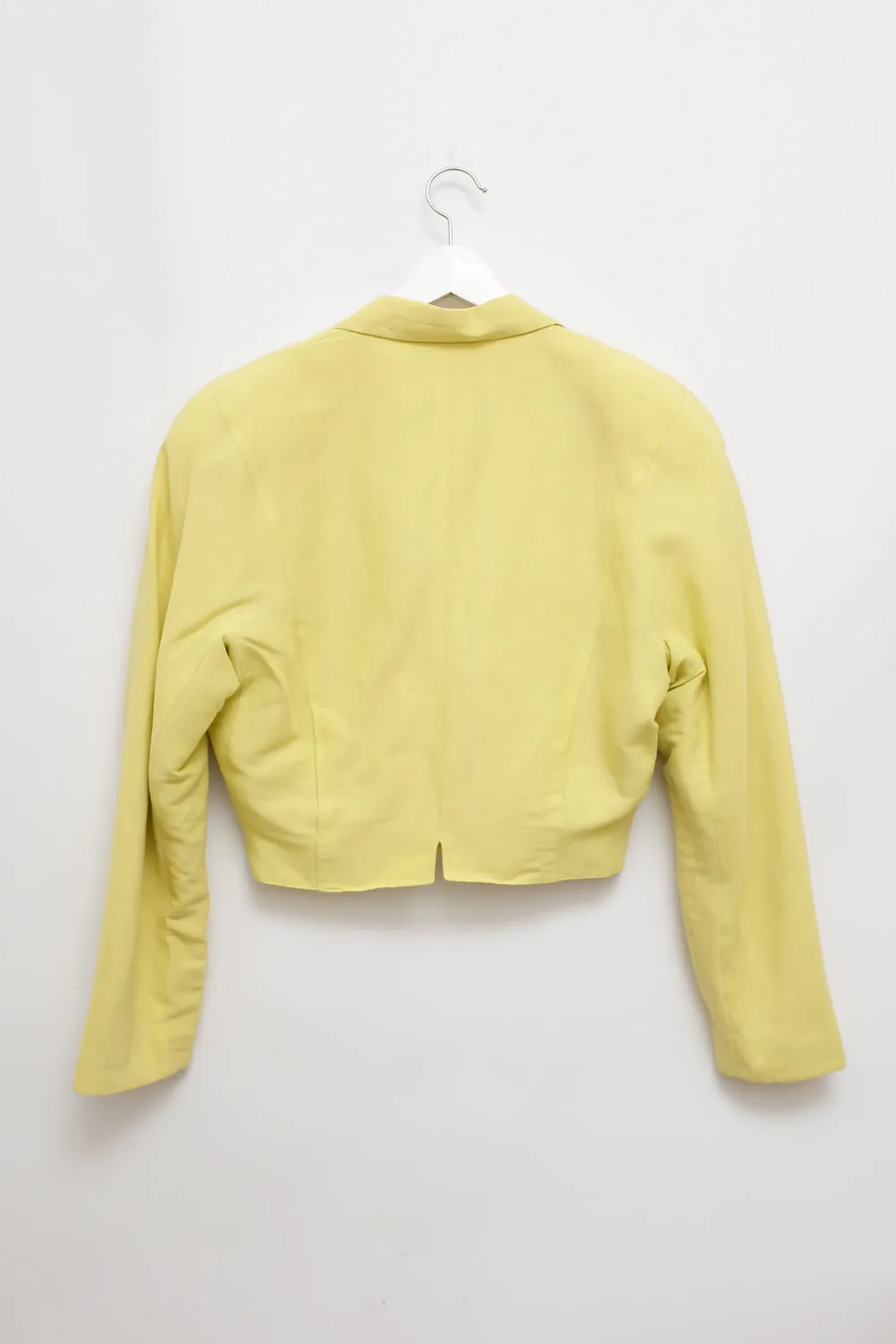 LAUREL VINTAGE 1980 YELLOW CROP LINEN BLAZER