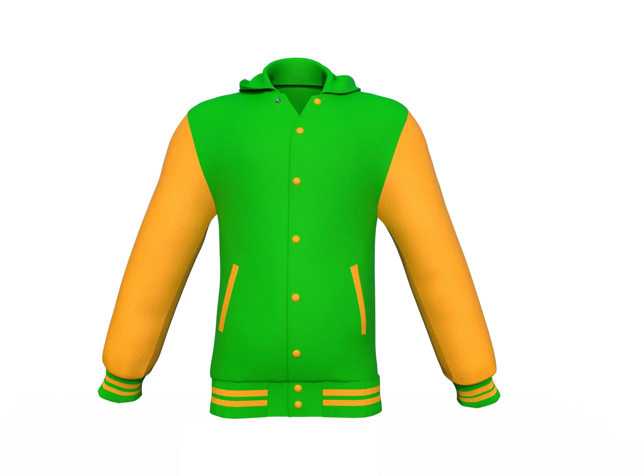 Light Green Varsity Letterman Jacket with Gold Sleeves