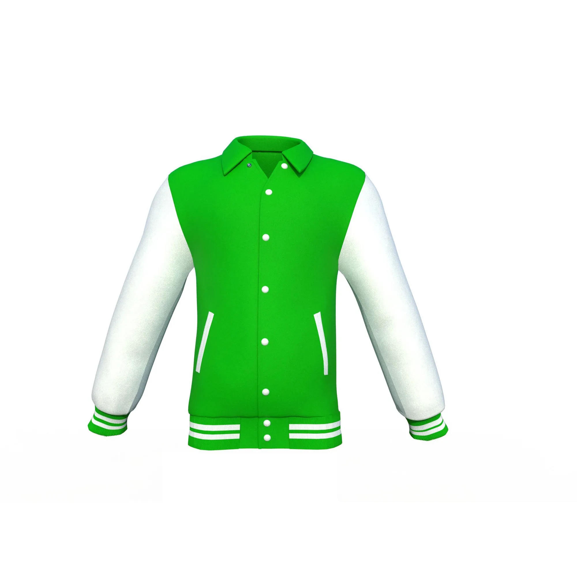 Light Green Varsity Letterman Jacket with White Sleeves