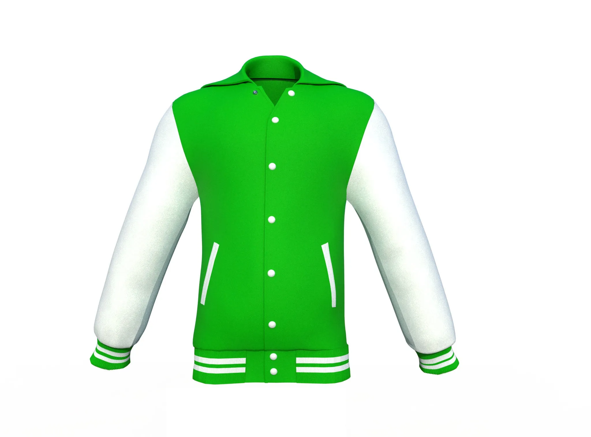 Light Green Varsity Letterman Jacket with White Sleeves